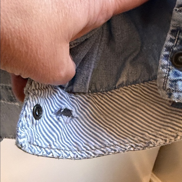 Avirex Beige 100% Cotton Denim Shirt , Some Wear on Inside Sleeves, - Picture 6 of 7